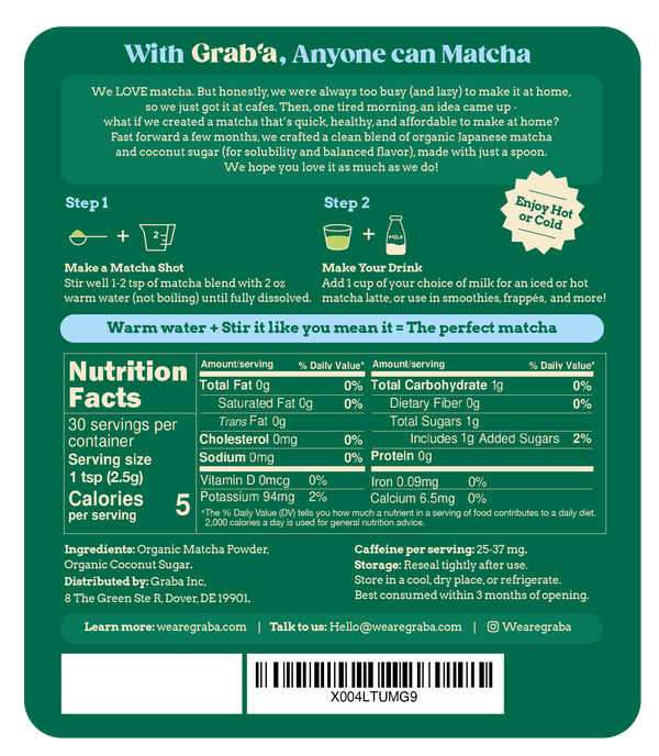 Grab'a Slightly Sweetened Matcha